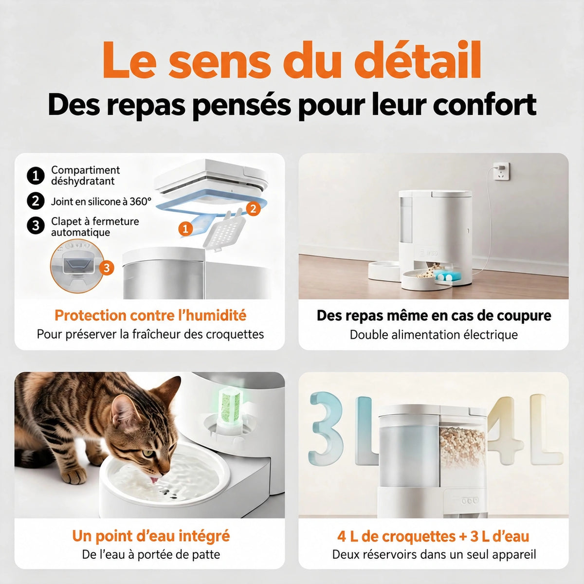 Felinexa DuoFeed | Distributeur connecté croquettes et eau 7 L