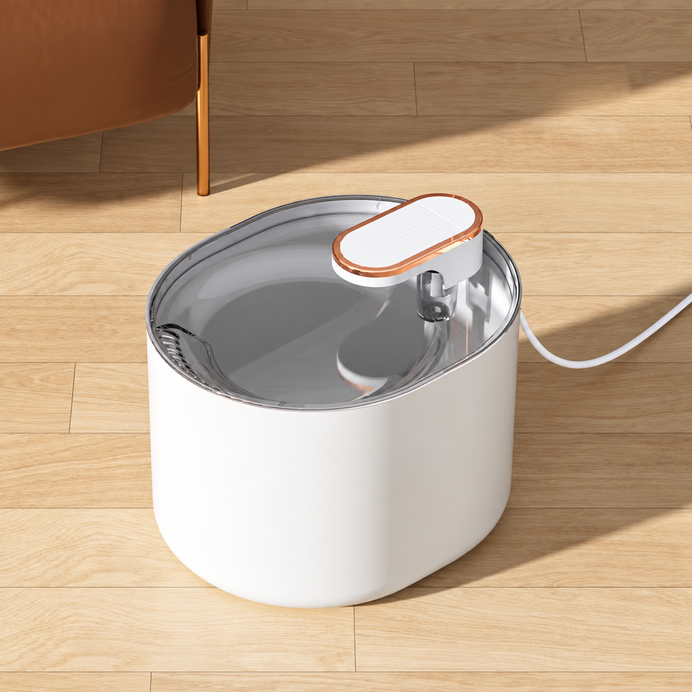 AquaFlow en finition blanche avec bordure cuivrée