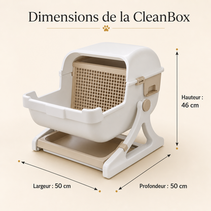 Dimensions du bac à litière Felinexa CleanBox : 50 × 50 × 46 cm
